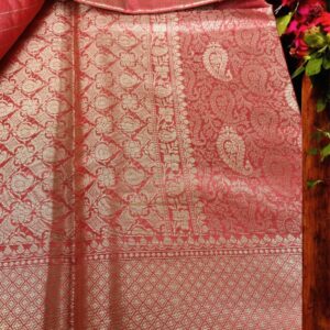 Tissue Banarasi Soft Silk Saree- Peach Pink