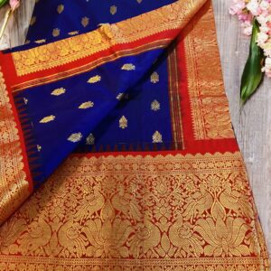 Silk Mark Certified- Deep Royal Blue Zari Woven Pure Silk Saree