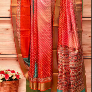Multicolored Muslin Lehariya Saree