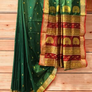 Riwayaat- Pure Peshwai Silk Saree (Bottle Green)
