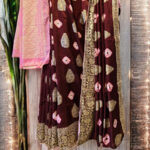 Viscose Georgette Bandhej Saree