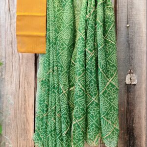 Green Chiffon Gotta Patti Bandhej Saree