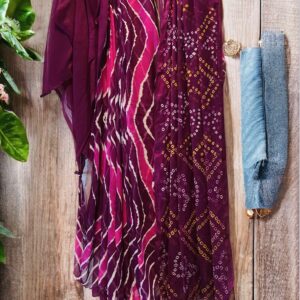 Pure Chiffon Lehariya- Hand Bandhej